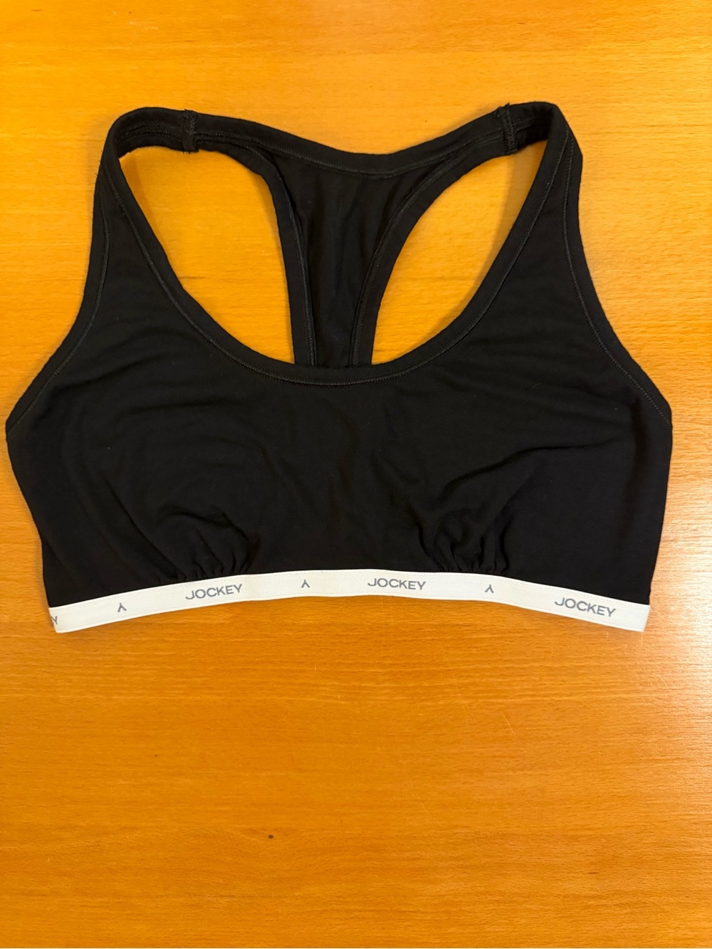 Jockey Black Racerback Sports Bra with White Branded Band